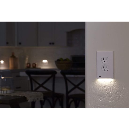 Outlet Wall Plate With LED Night Lights - No Batteries Or Wires! Installs in seconds! - Grab some for hallways, stairs, kitchens, bedrooms, bathrooms and more! Instant sleek lighting for pennies, so grab enough for all over your home and office! Order 3 or more and SHIPPING IS FREE!