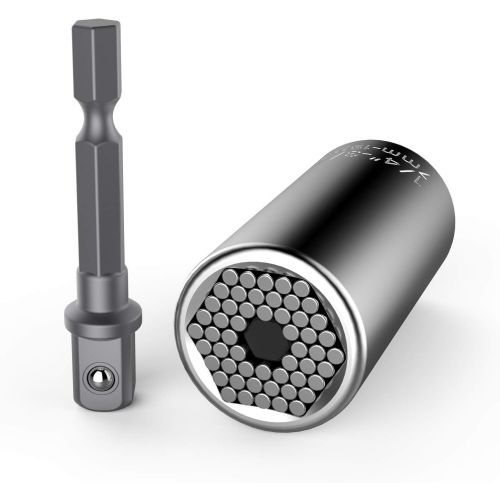 Pro Grade Universal Socket Tool With Drill Adapter - 7mm-19mm - Unique design automatically adjusts to any size or shape! Use on wing nuts, broken nuts, stripped nuts, eye bolts, square nuts, hexes, etc! Order 2 or more and SHIPPING IS FREE!