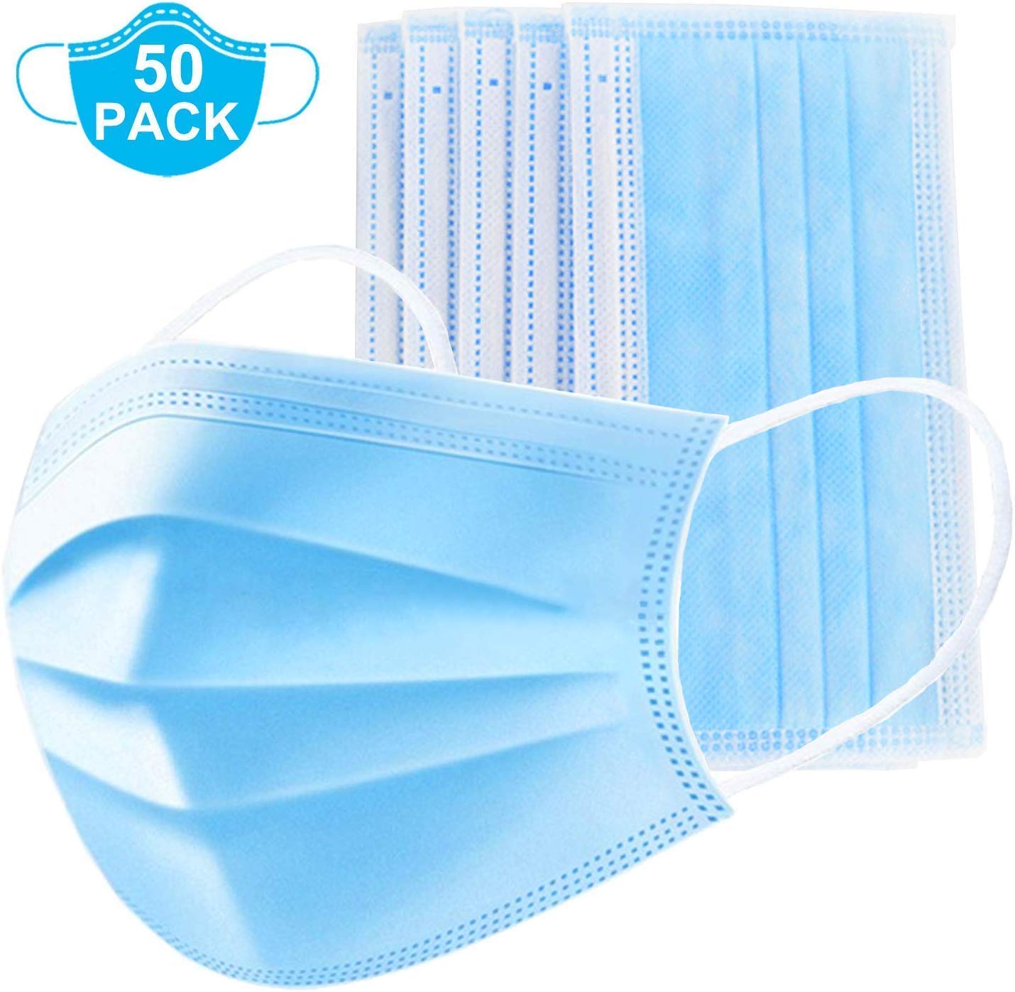 50 Pack of 3 Ply Disposable Fa...
