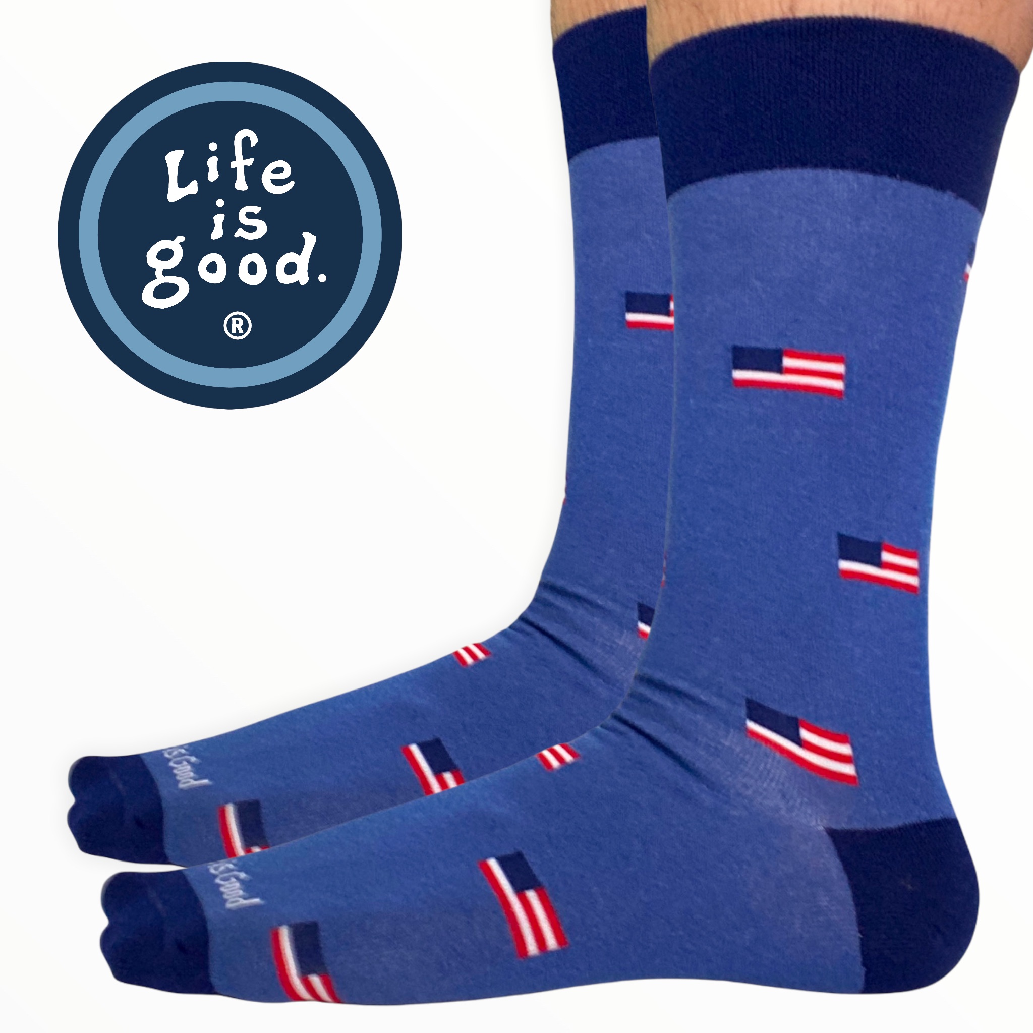 Life is Good Men's USA Pride American Flag Crew Socks - SHIPS FREE!
