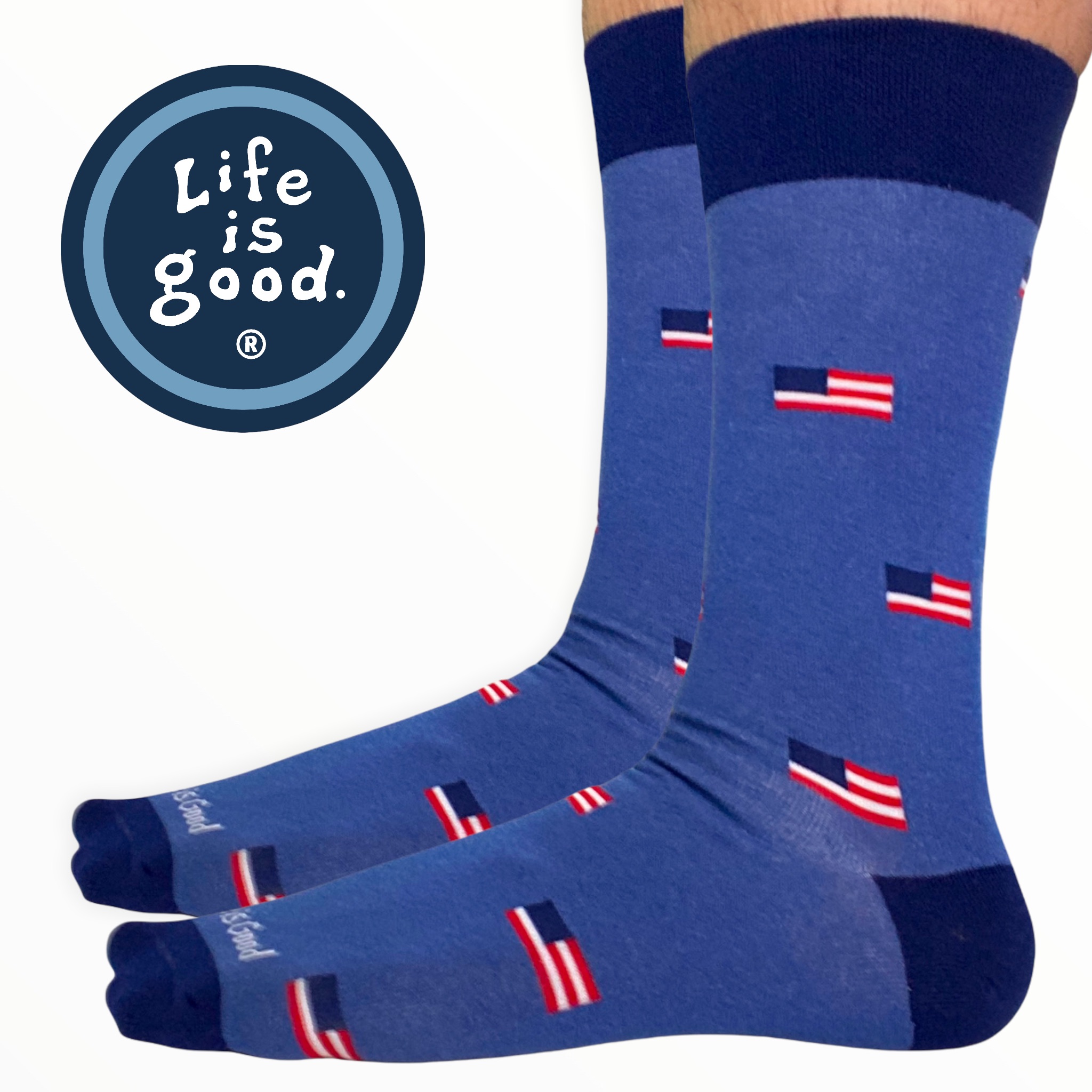 Life is Good Men's USA Pride American Flag Crew Socks - THAT Daily Deal