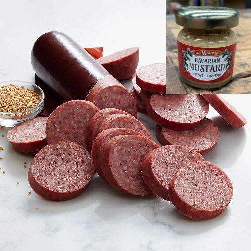 SIX Pack of Wisconsin Made Beef Summer Sausages AND Six Jars of Bavarian Mustard $24.49 (reg $60)